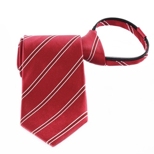 3.2-Gravata com zíper vermelho com listras vermelhas e brancas