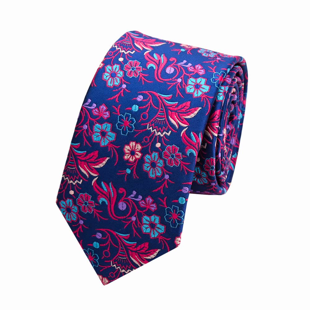 4.6 Svilena kravata s cvetličnimi motivi mornarske minke (2)